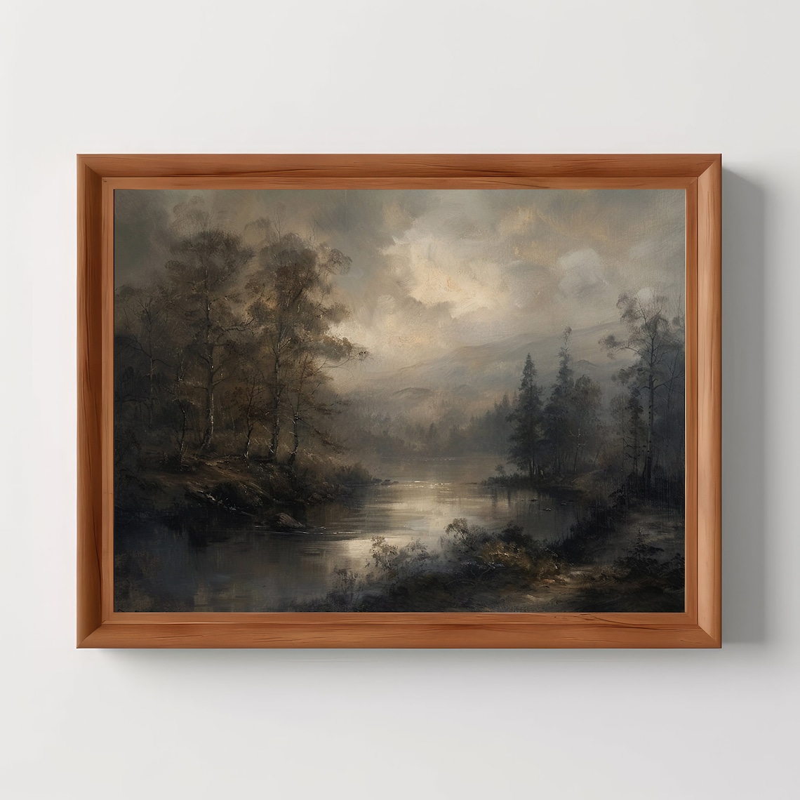 River Forest Landscape Moody Oil Painting Art Print