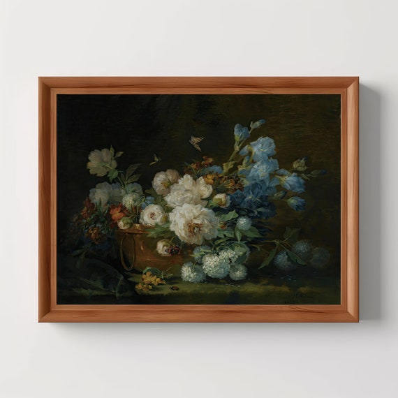 Floral Still Life, Moody Vintage Botanical Art Print