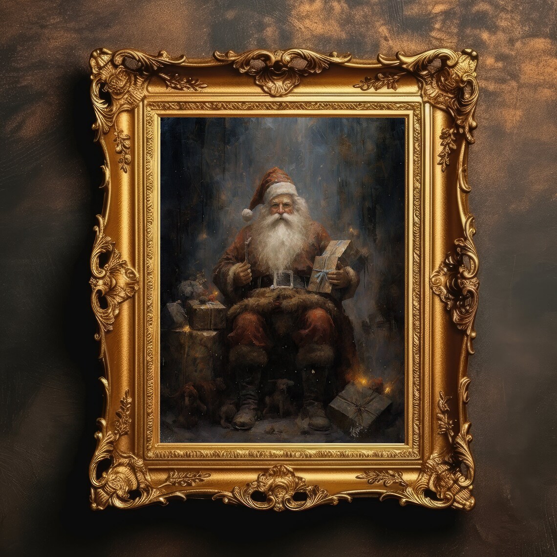 Santa Claus Dark Academia Christmas Art Print