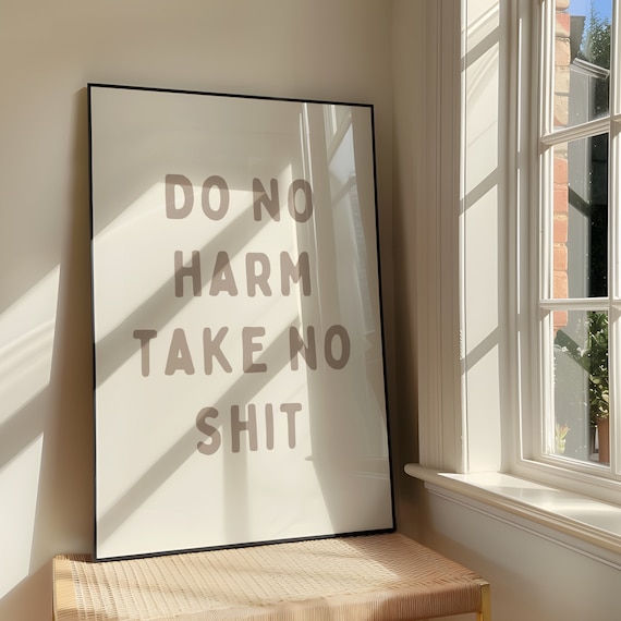 Do No Harm Take Shit Wall Art Print Bold Sassy Humour Artwork Funny Quote Poster Design