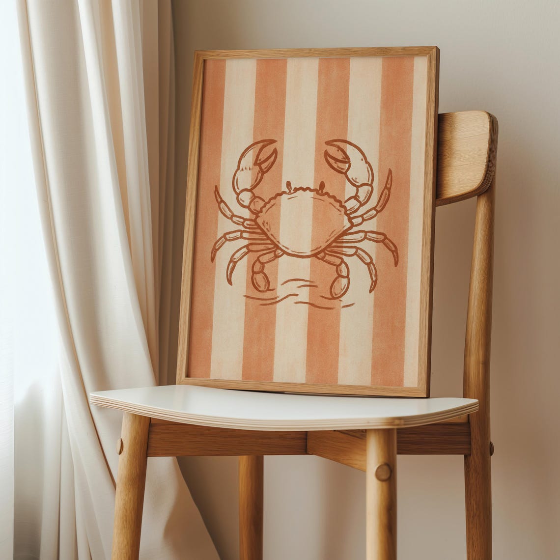 Orange Crab Coastal Print Beachy Nautical Wall Art