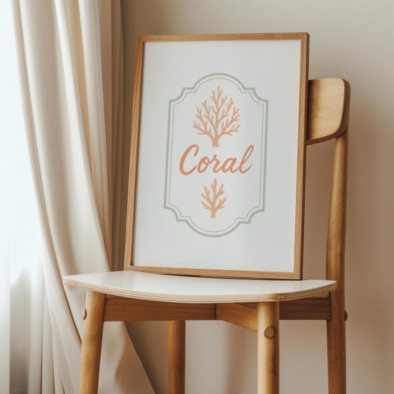 Coral Reef Print Peach Coastal Bathroom Decor