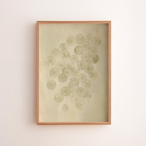 Sand Dollar Coastal Seashell Beach Neutral Cluster Art Poster