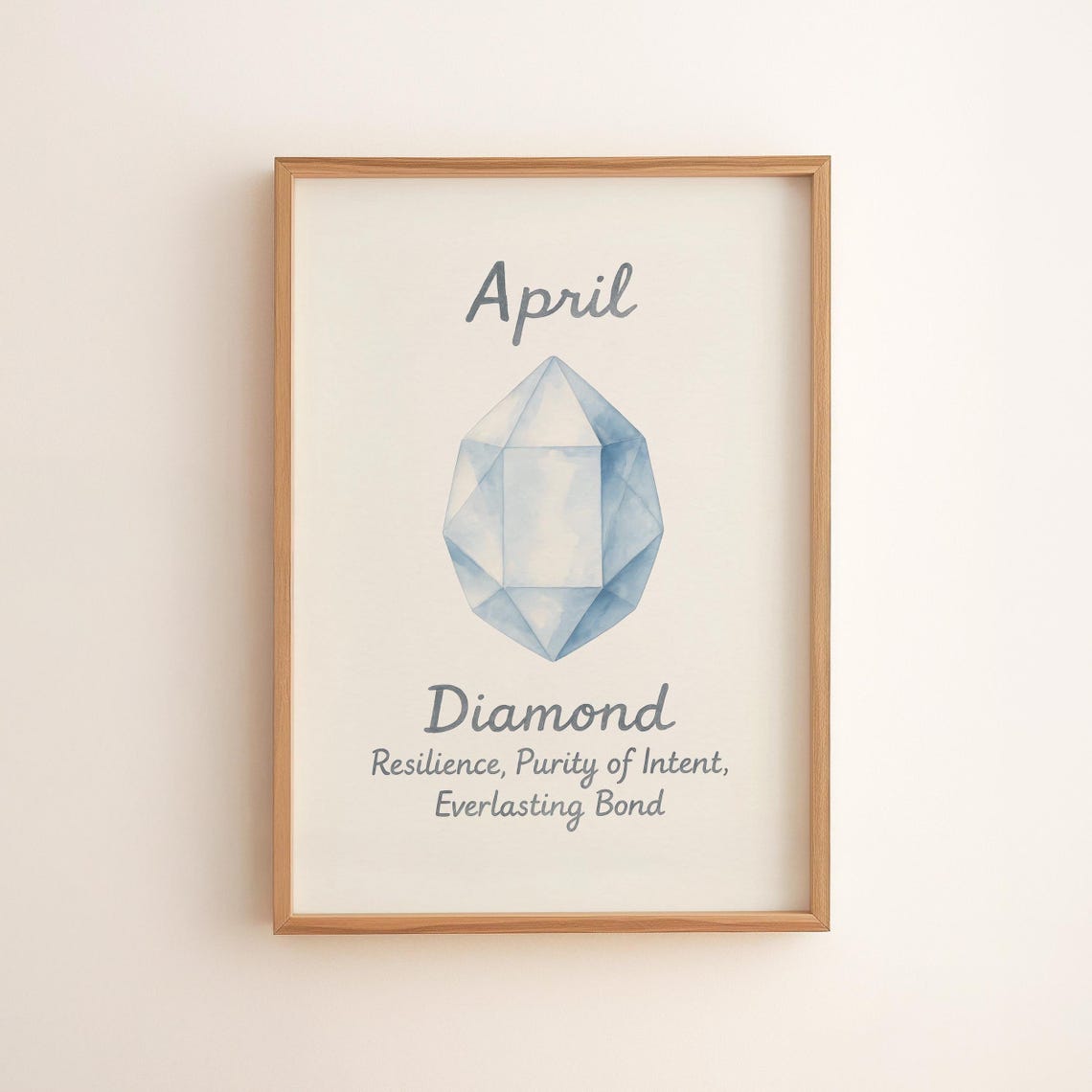 April Birthstone Diamond Elegant Gemstone Art Rustic Wall Decor Print Unique Family 126