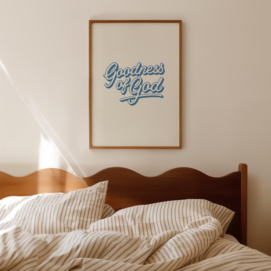Goodness Of God Blue Script Typography Minimalist Faith Poster