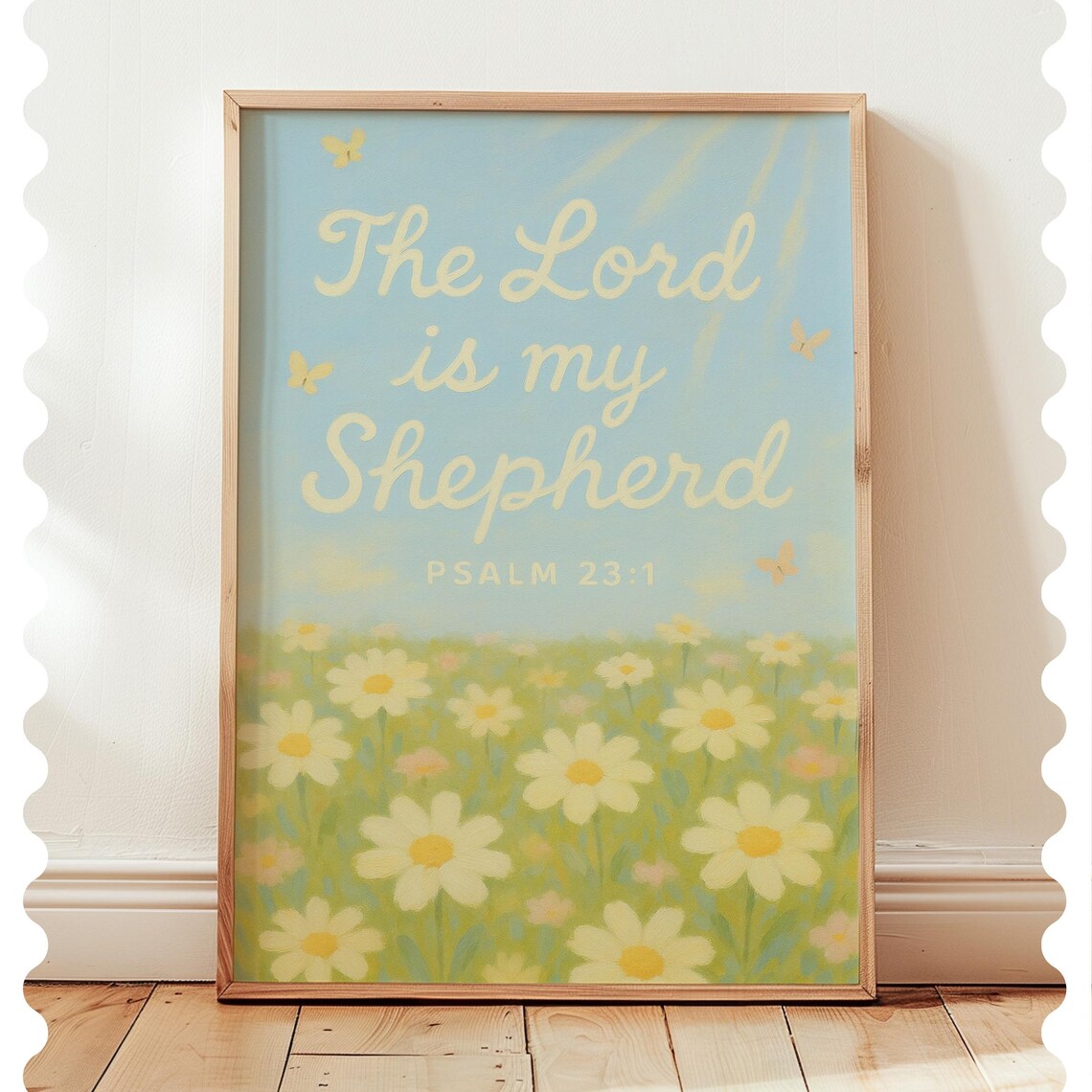 Psalm 23 Wall Art Christian Scripture Daisy Field Decor