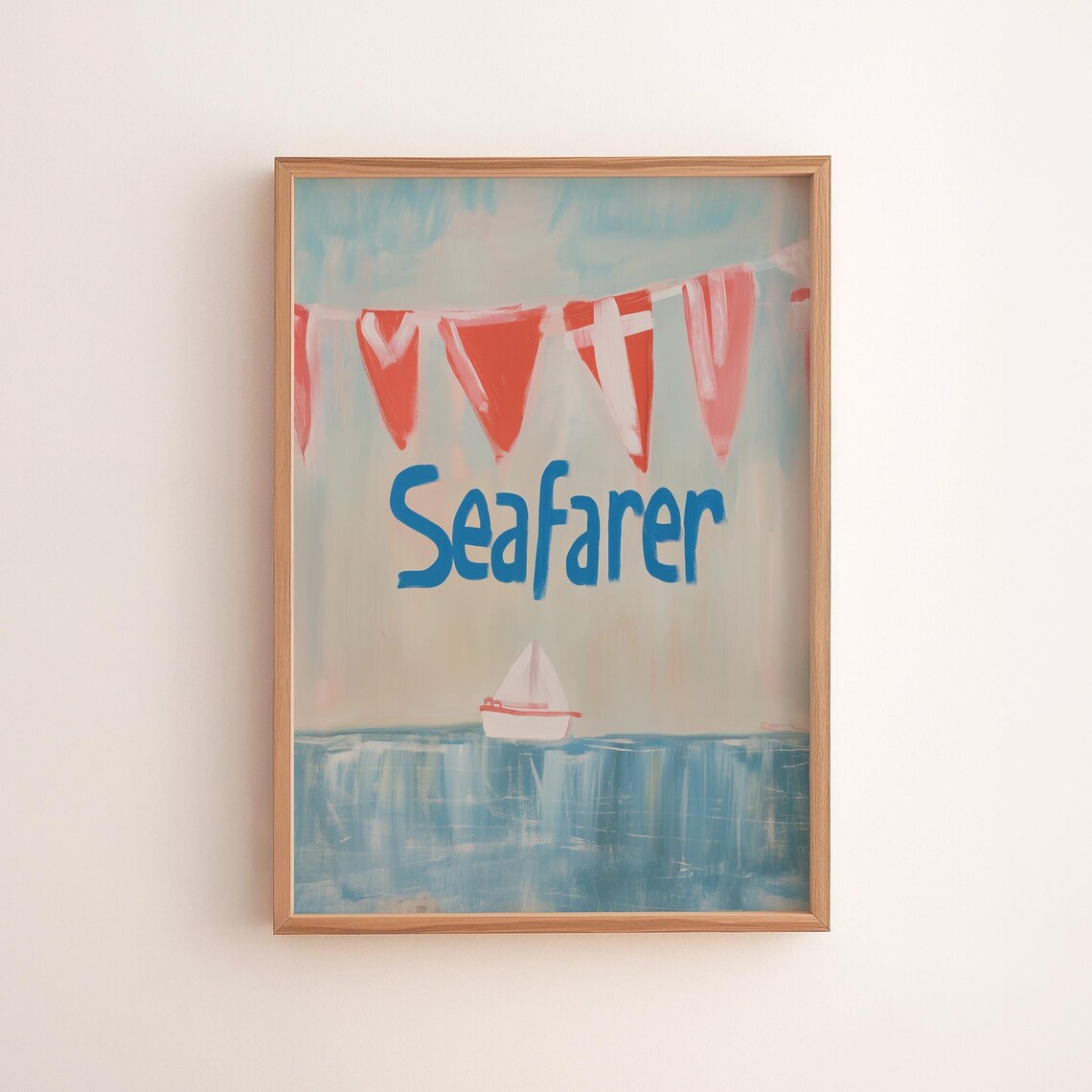 Seafarer Sailboat Nautical Signal Flags Coastal Kids Room Art Poster