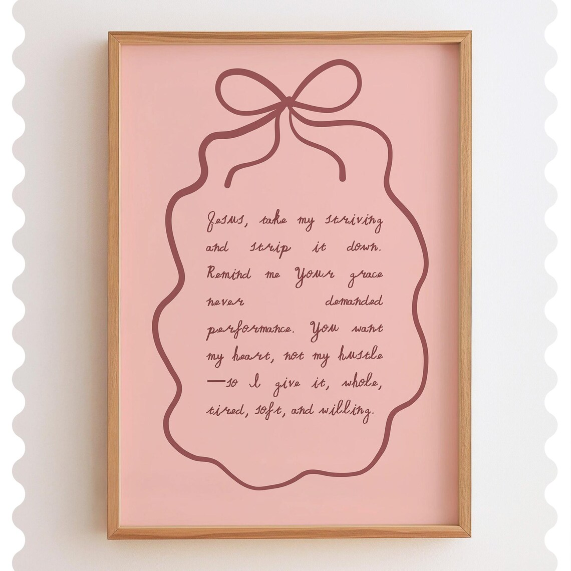 Coquette Christian Prayer Print Pink Scripture Quote Feminine Room Decor