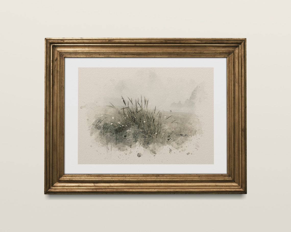 Pampas Grass Minimalist Neutral Watercolor Coastal Botanical Poster - Image 2