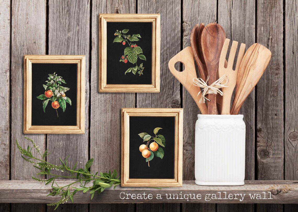 Clementine Botanical Print Orange Branch Blossom Black Background Art Print - Image 2