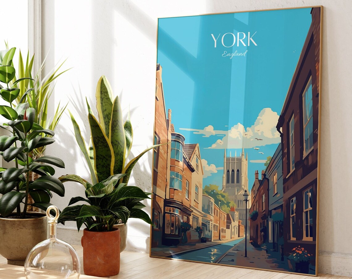 York Travel Poster Vintage Style Cityscape Art Print
