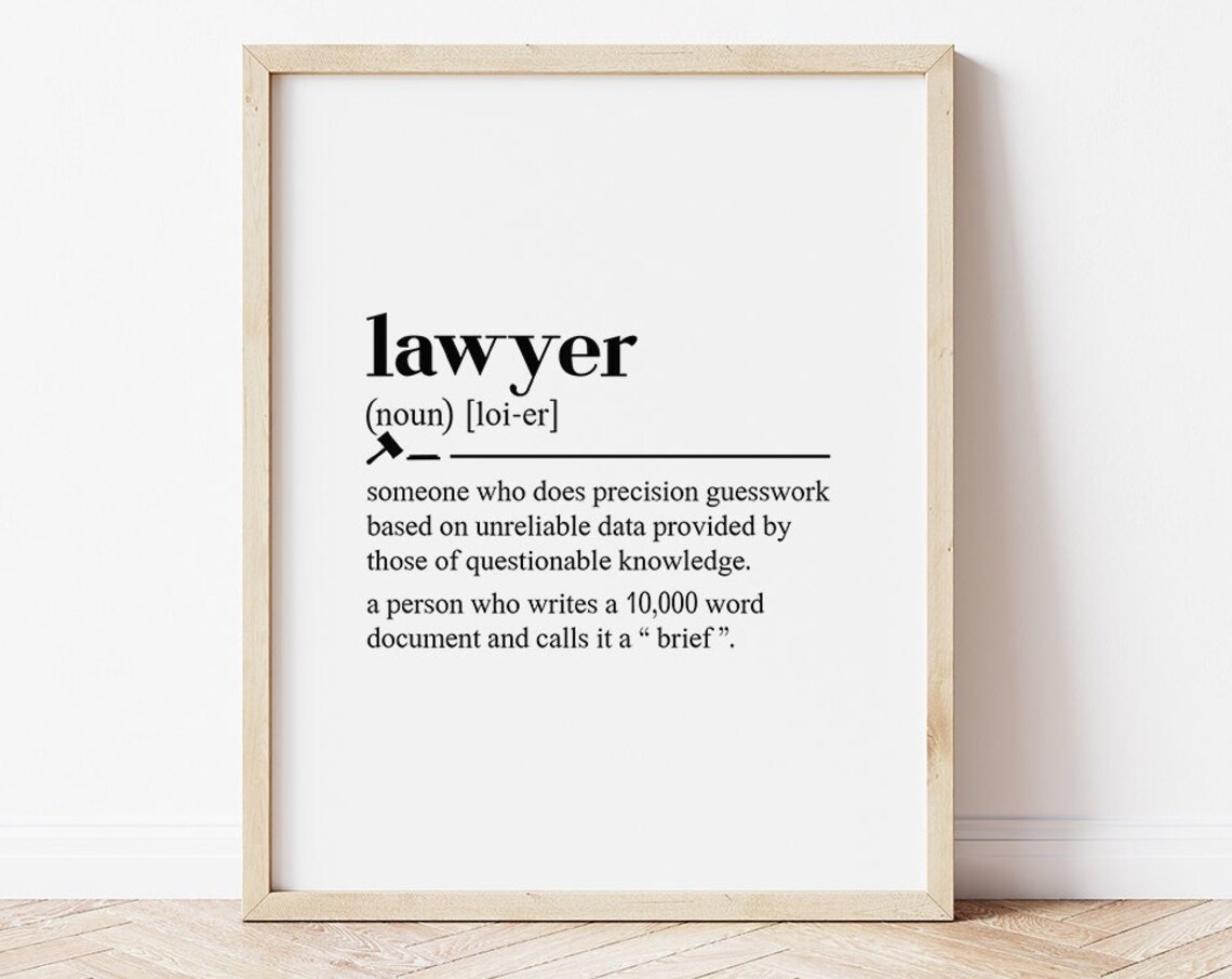 Lawyer Definition Funny Brief Gavel Office Dictionary Poster
