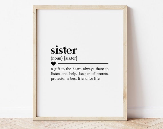 Sister Definition Sister Gifts Definition Wall Art Big Sister Gift Little Sister Gift Sister Wall Art Sister Print