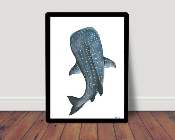 Whale Shark Picture Poster A4 21 X 30 Cm Childrens Room Watercolor Print Decoration Gift Colorful Animals Sea Shark Whale Ocean Maritime Animal Picture Art Print