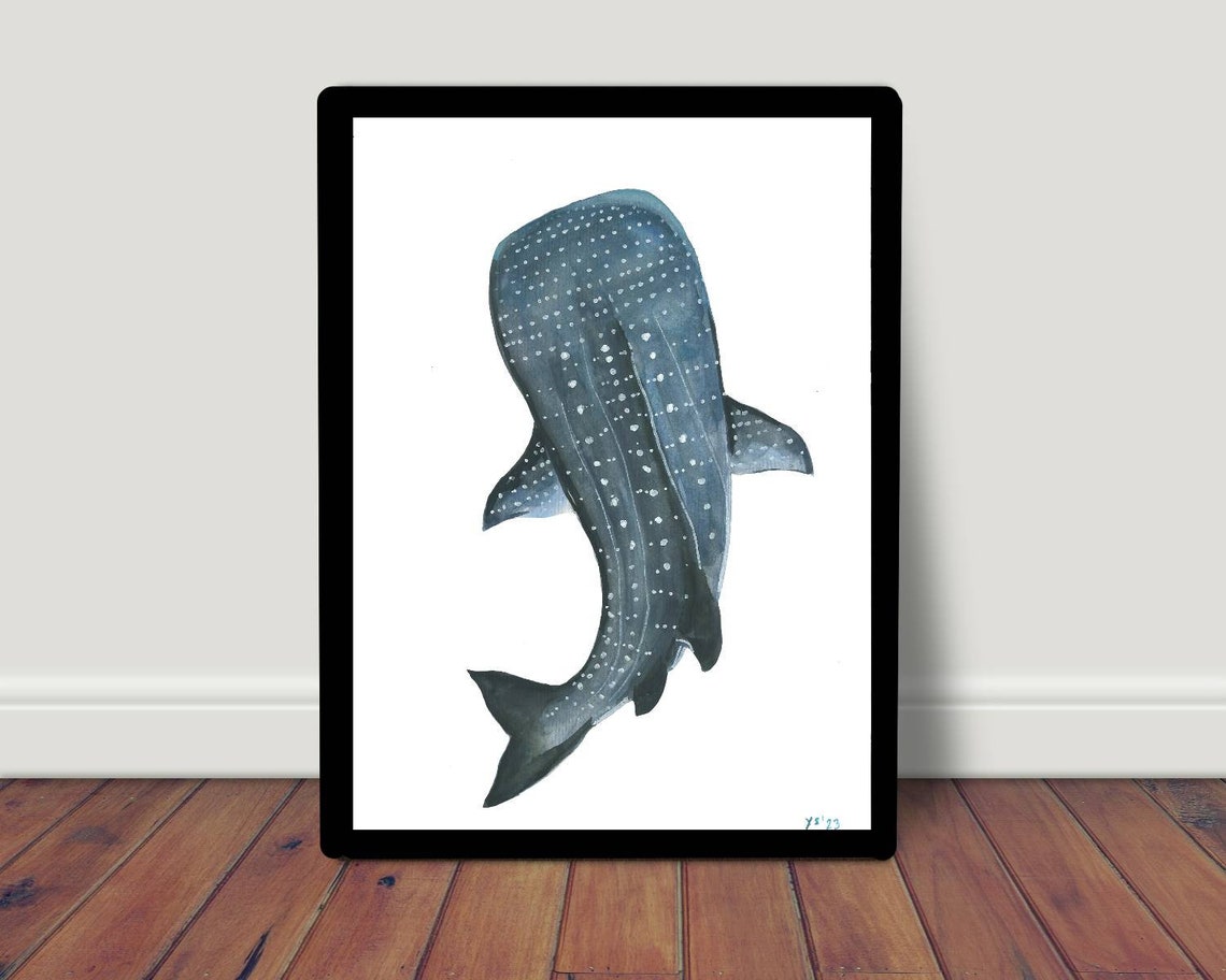Whale Shark Picture Poster A4 21 X 30 Cm Childrens Room Watercolor Print Decoration Gift Colorful Animals Sea Shark Whale Ocean Maritime Animal Picture Art Print