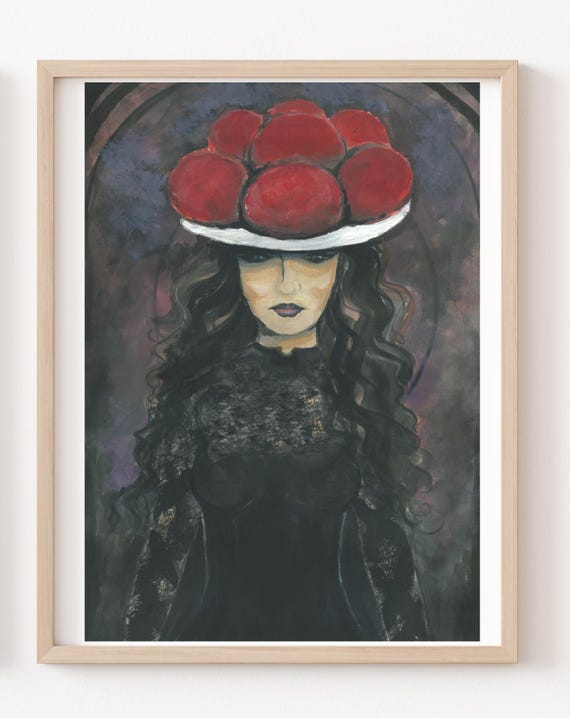 Woman With Bollenhut In Black Dress Picture Poster Modern A4 21 X 30 Cm Print Decoration Gift Black Forest Trend Home Art Print Illustration