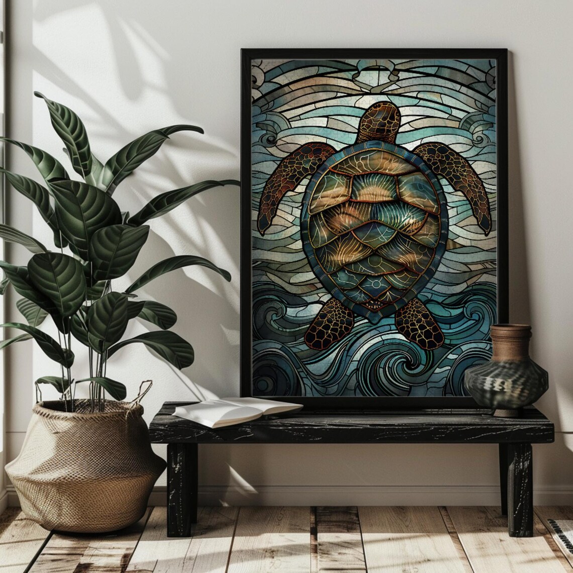 Stained Glass Sea Turtle Ocean Family Puzzle - Image 2
