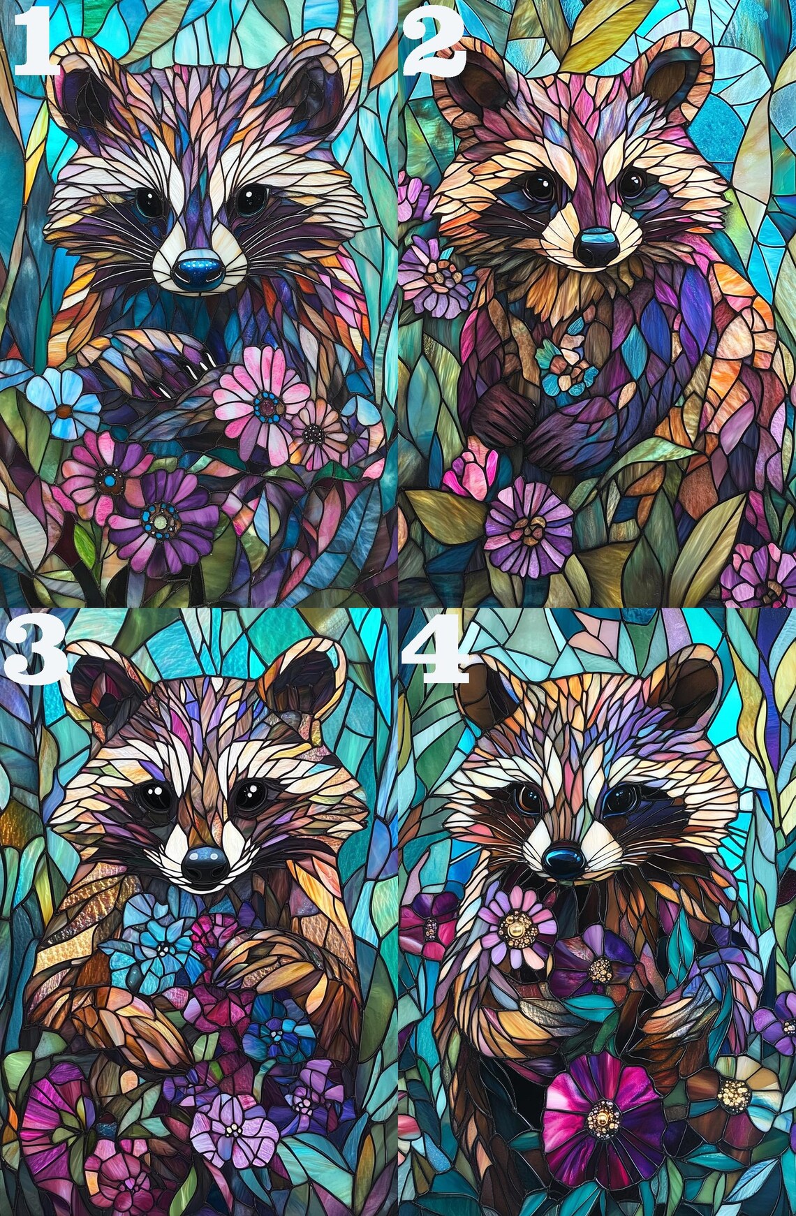 Stained Glass Raccoon Puzzle, Animal Lover Decor - Image 4