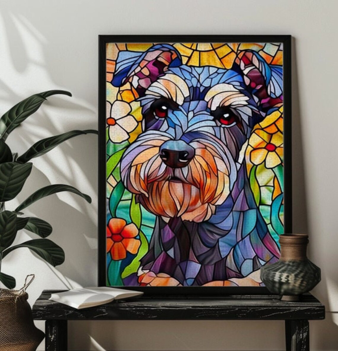 Schnauzer Stained Glass Jigsaw Puzzle Art Print - Image 2
