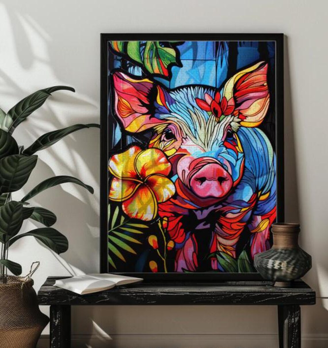 Stained Glass Pig Farmhouse Wall Art Poster - Image 4