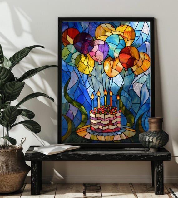 Stained Glass Birthday Cake Jigsaw Puzzlebirthday Balloons Puzzle Art5001000 Piece Birthday Game For Adults Kidsfamily Birthday Gift