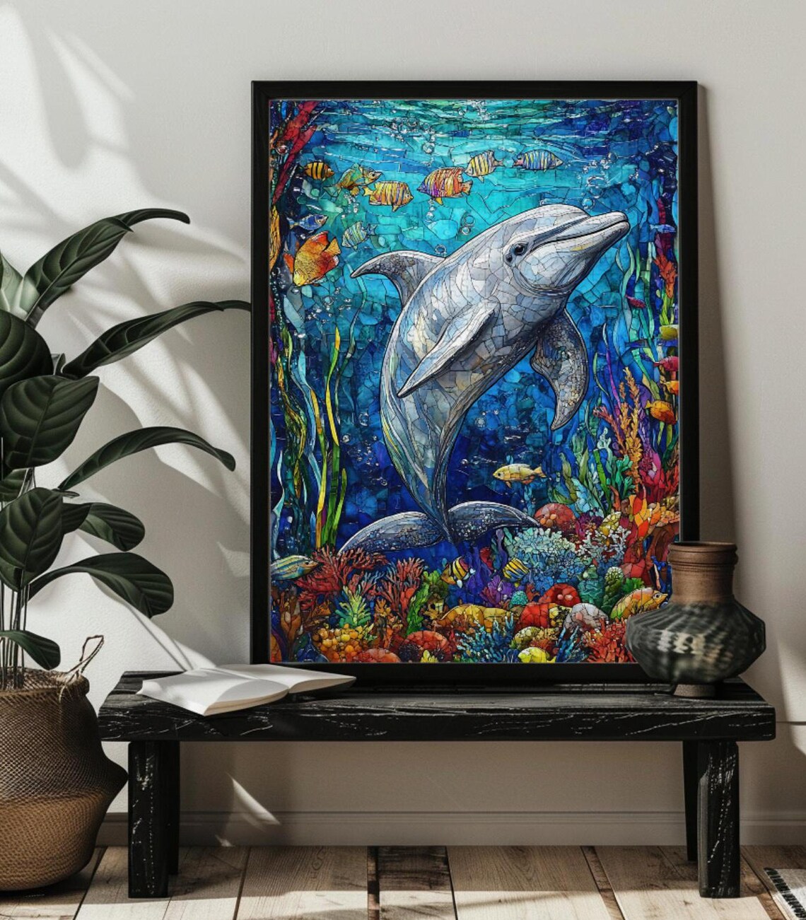 Stained Glass Dolphin Puzzle for Sea Life Fans