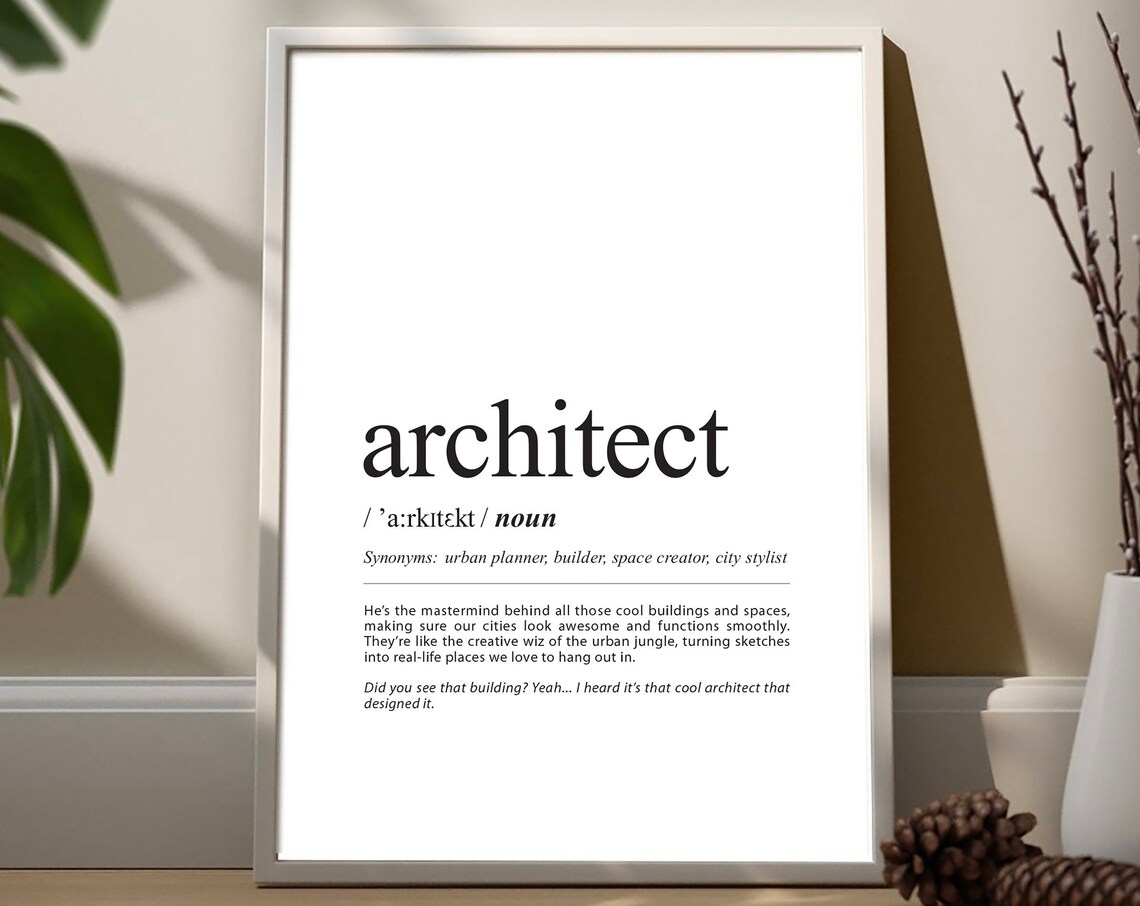 Architect Definition Print Poster Minimalist Typography Dictionary