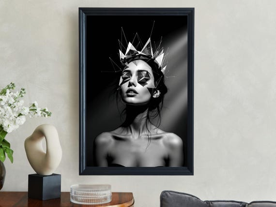 Abstract Geometric Woman Wall Art Black And White Modern Home Decor Contemporary Art Print Unique Artistic Gift For Living Room