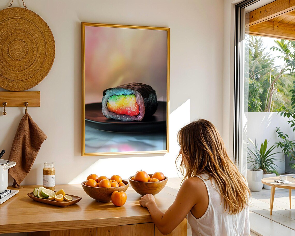Rainbow Sushi Roll Colorful Modern Kitchen Food Artwork Poster - Image 5