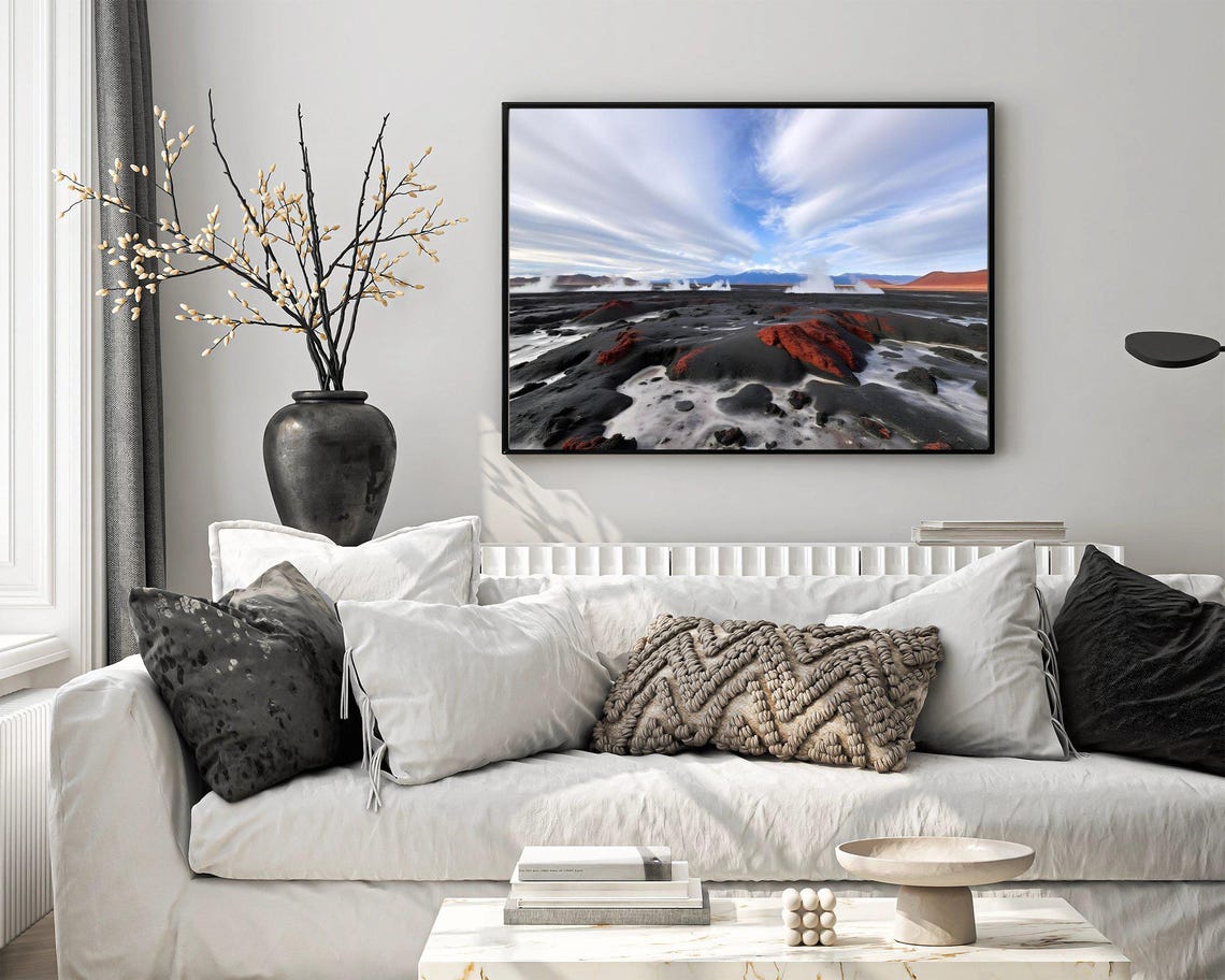 Scenic Geysers And Mountains Wall Art Beautiful Cloudy Sky Nature Landscape Print Modern Home Decor Stunning Photography Print - Image 4