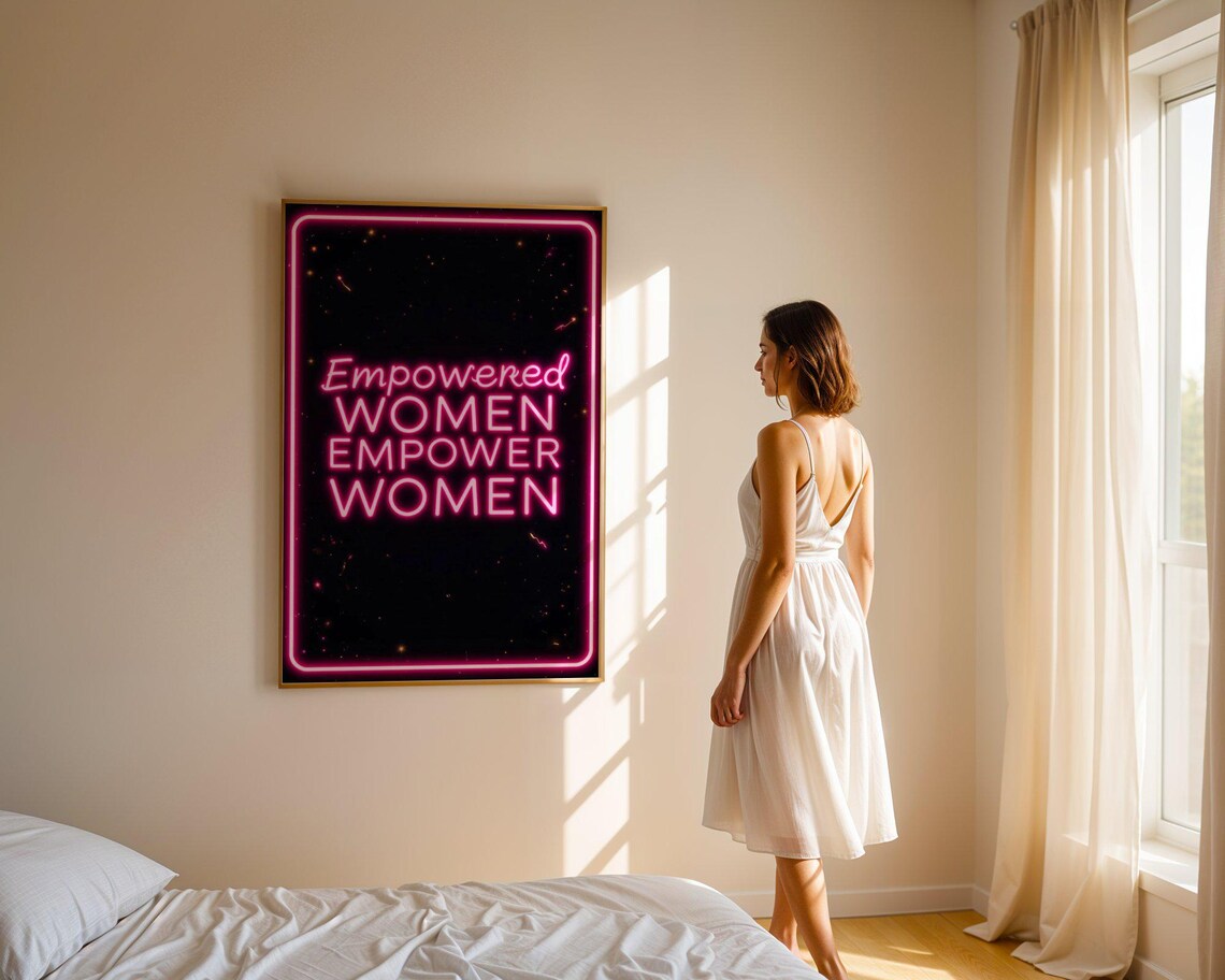 Empowered Women Empower Women Hot Pink Neon Sign Quote Poster - Image 5