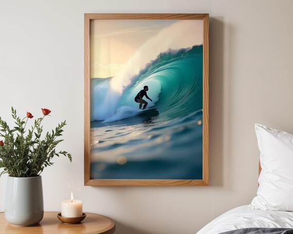Surfing Wave Wall Art Ocean Surf Decor Beach Lovers Print Coastal Home Decor Surfboard Art Nautical Themes Water Sports Photo