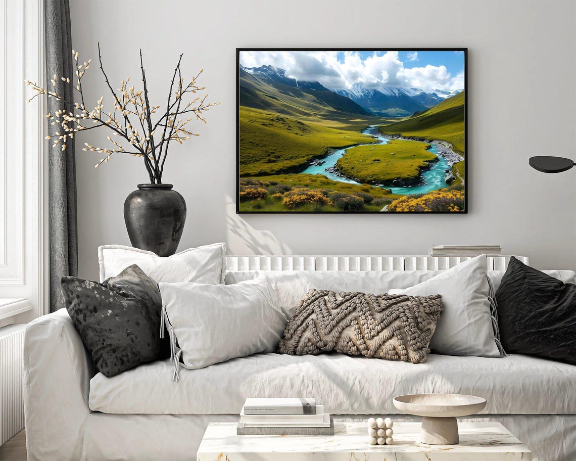 Stunning Mountain Valley River Landscape Wall Art Nature Photography Print Beautiful Scenic View Picture Home Decor Gift - Image 4