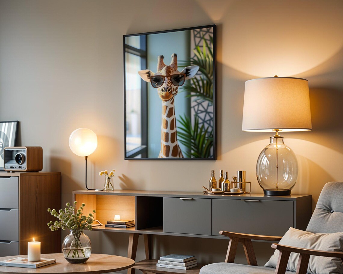 Cool Giraffe Wearing Sunglasses Colorful Safari Photography Poster - Image 4