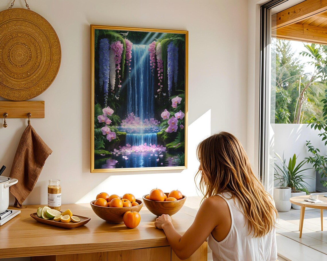 Wisteria Waterfall Orchid Blooms Enchanted Falls Garden Art Print - Image 2