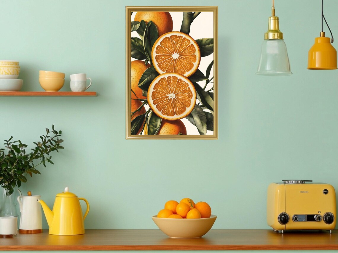 Vintage Orange Botanical Illustration Citrus Fruit Kitchen Poster - Image 3