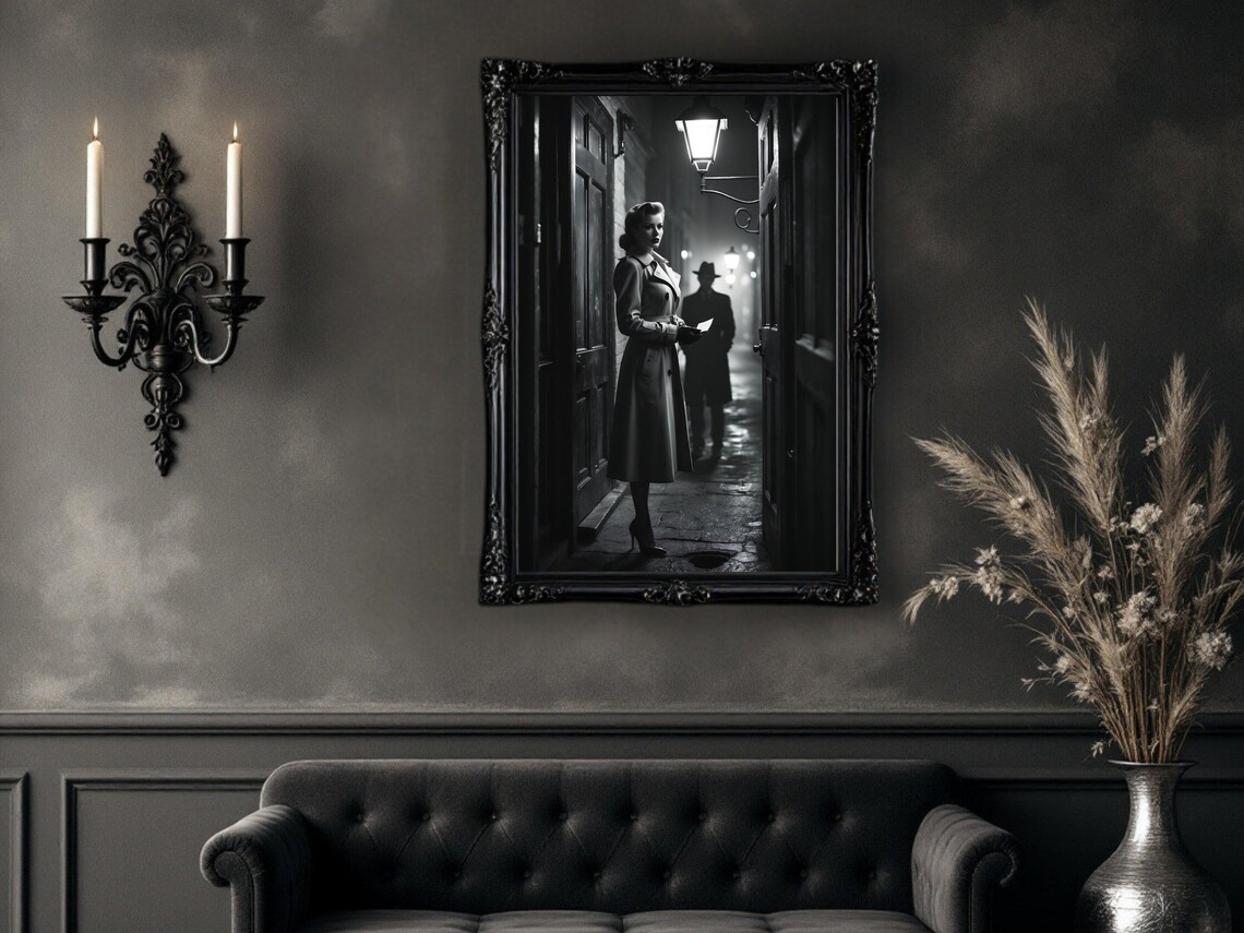 Noir Cinematic Alley Scene Detective Shadow Vintage Film Style Poster - Image 4