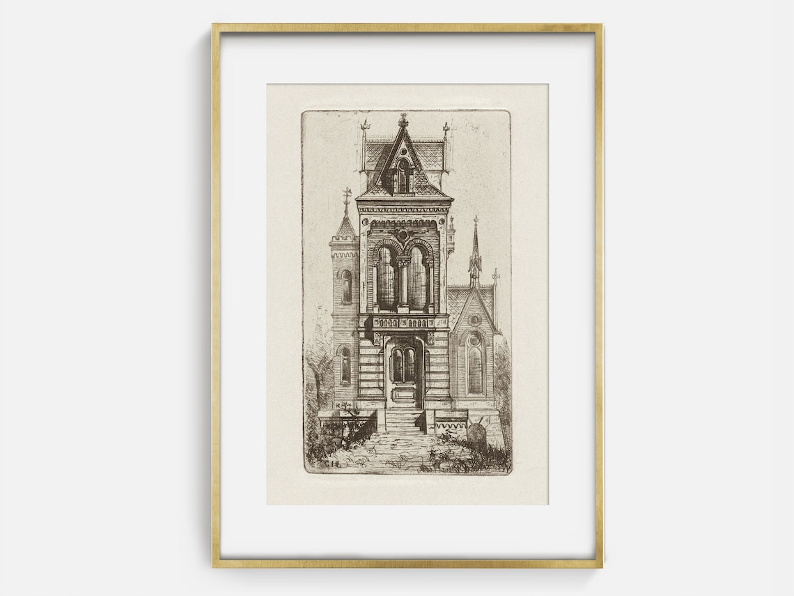 Haunted Mansion Gothic Sketch, Halloween Art Print - Image 2