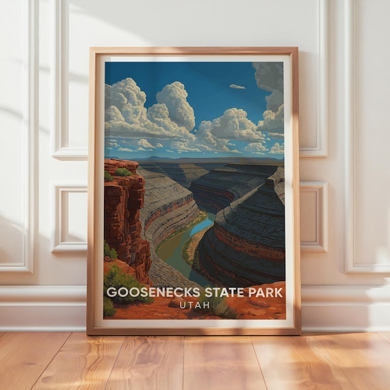 Goosenecks State Park Utah River Canyon Vintage Travel Poster