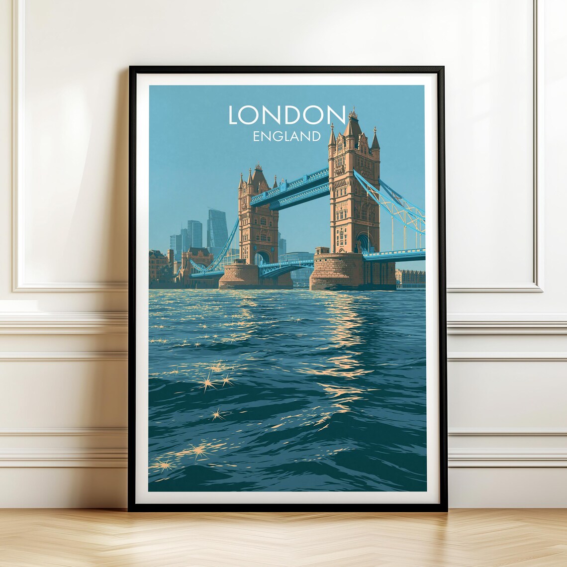 London England Tower Bridge Thames Vintage Travel City Poster