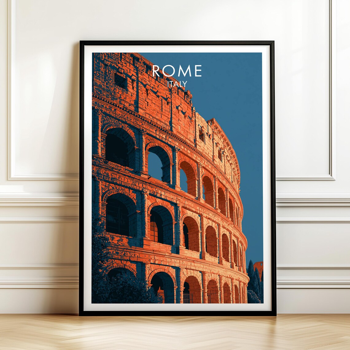 Rome Italy Vintage Travel Poster, Europe Cityscape