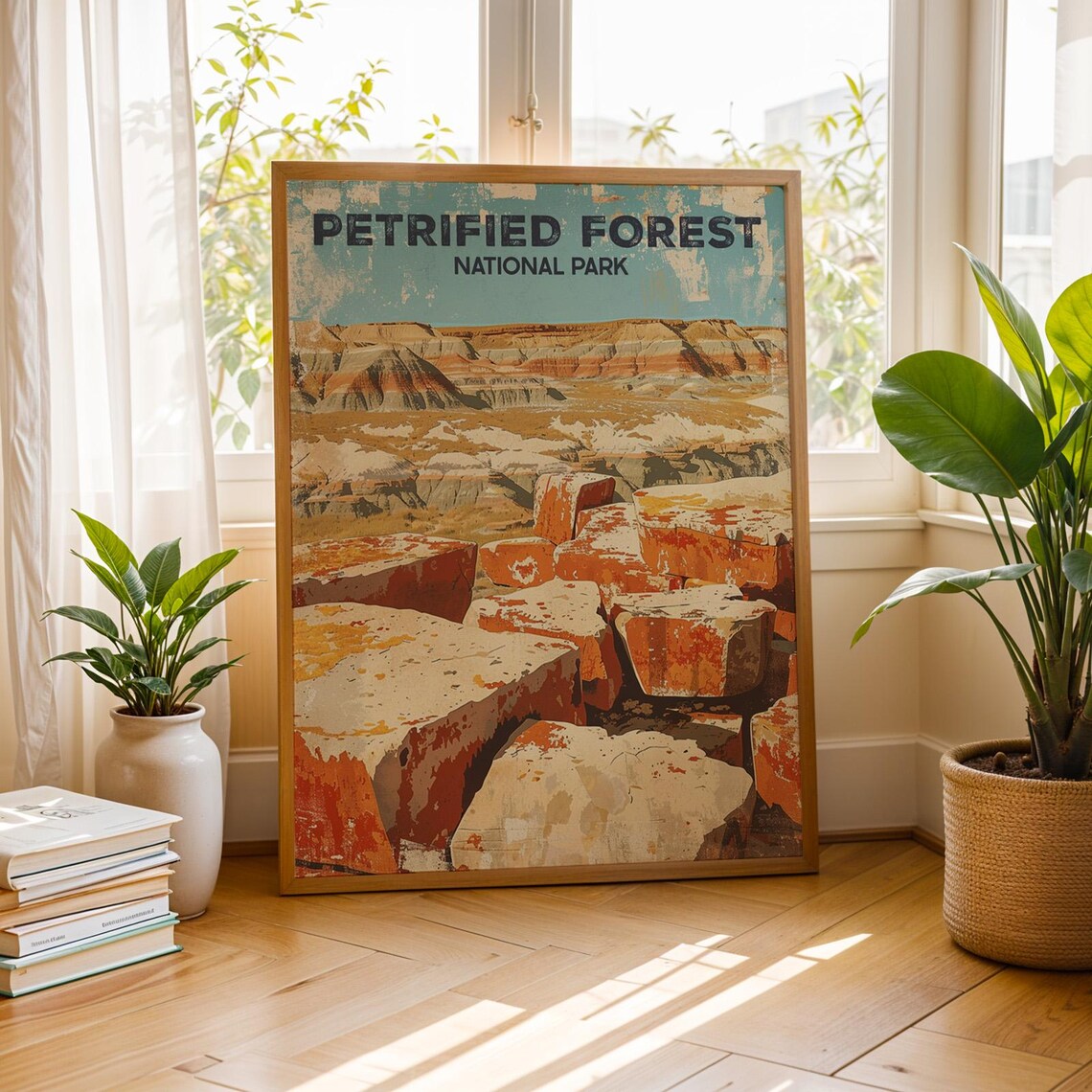 Petrified Forest National Park Poster Vintage Desert Travel Scenic Art