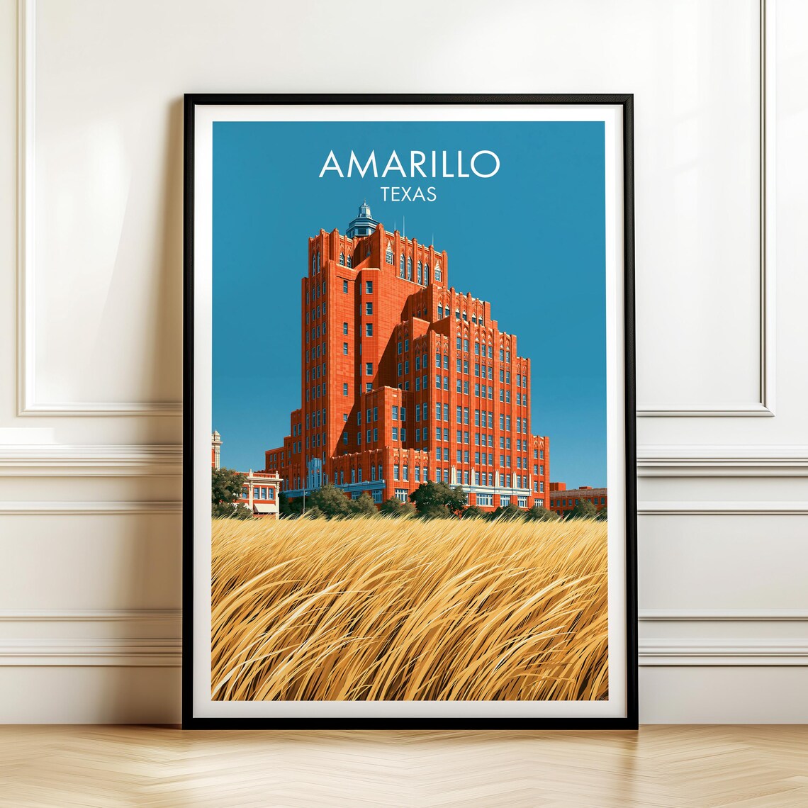 Amarillo Texas Vintage Travel Poster, Americana Decor