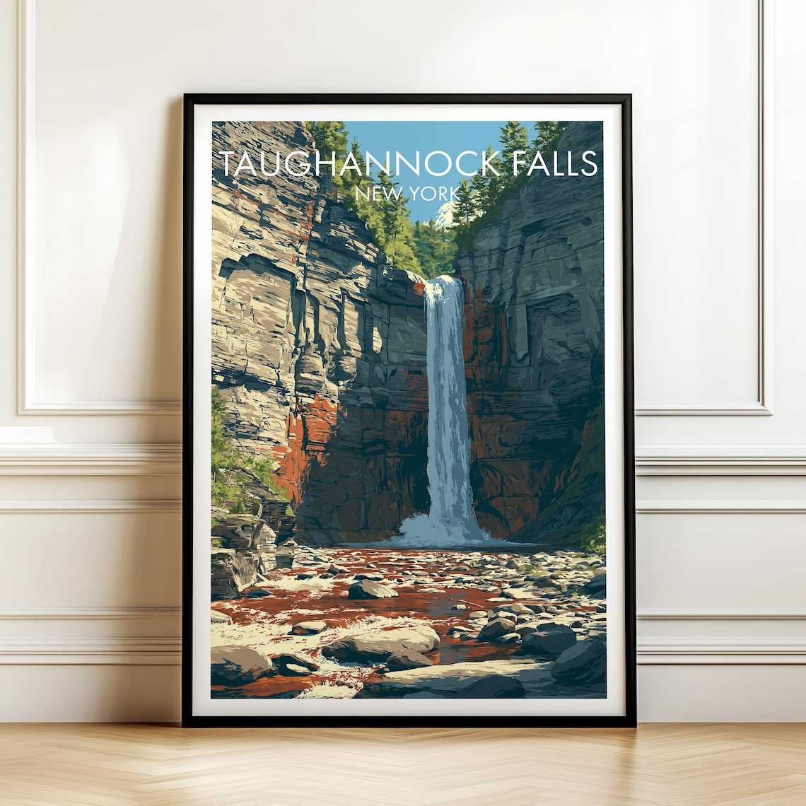 Taughannock Falls New York Poster Vintage Travel Wall Art Print