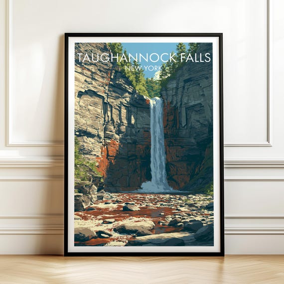 Taughannock Falls New York Poster Vintage Travel Wall Art Print