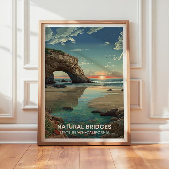 Natural Bridges State Beach Vintage Travel Poster California Nature Art