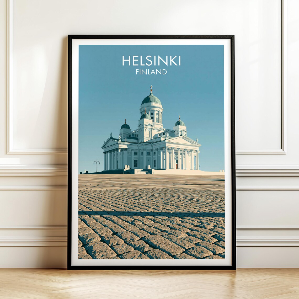 Helsinki Finland Vintage Europe Cityscape Travel Poster