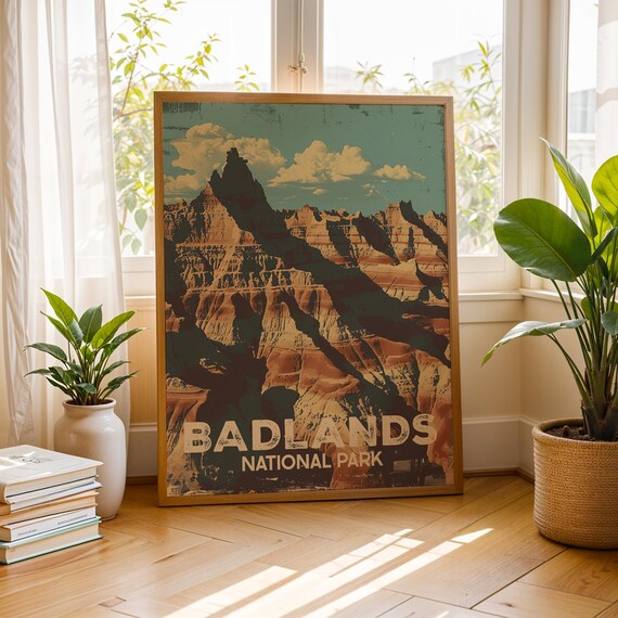 Badlands National Park Vintage Travel Poster