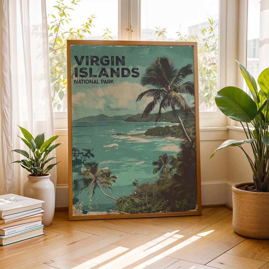 Virgin Islands National Park Poster Vintage Tropical Beach Scenic Art