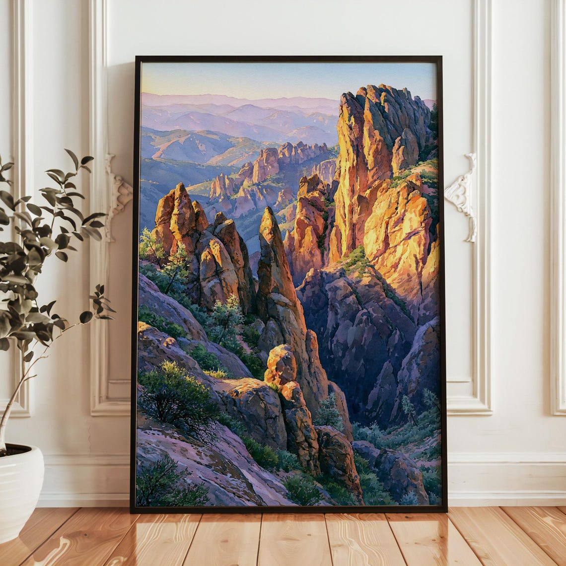 Pinnacles National Park Golden Volcanic Rock Spires Landscape Poster